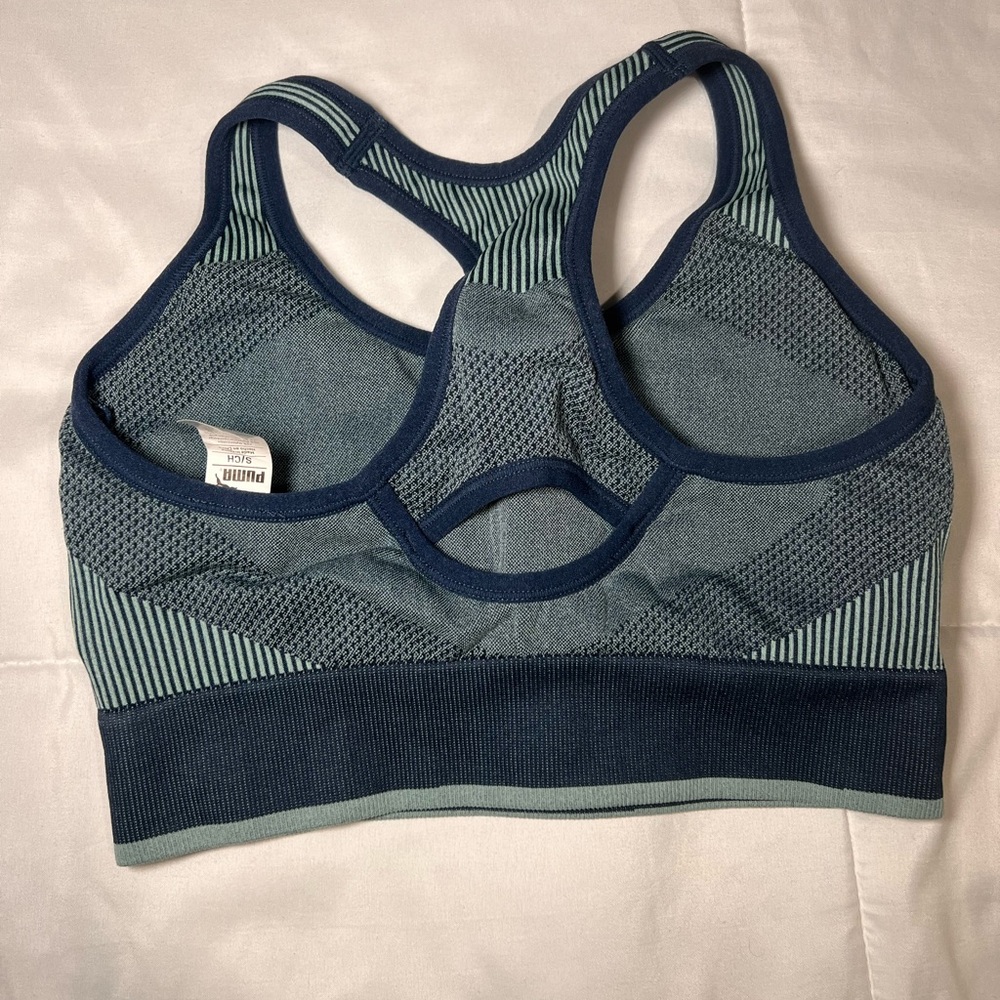 Puma Teal and Navy Sports Bra - Picture 2 of 2